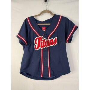 NFL For Her‎ Tennessee Titans Jersey Women Large Navy Blue Baseball Style